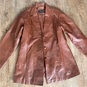Brown Leather Women's blazer Jacket